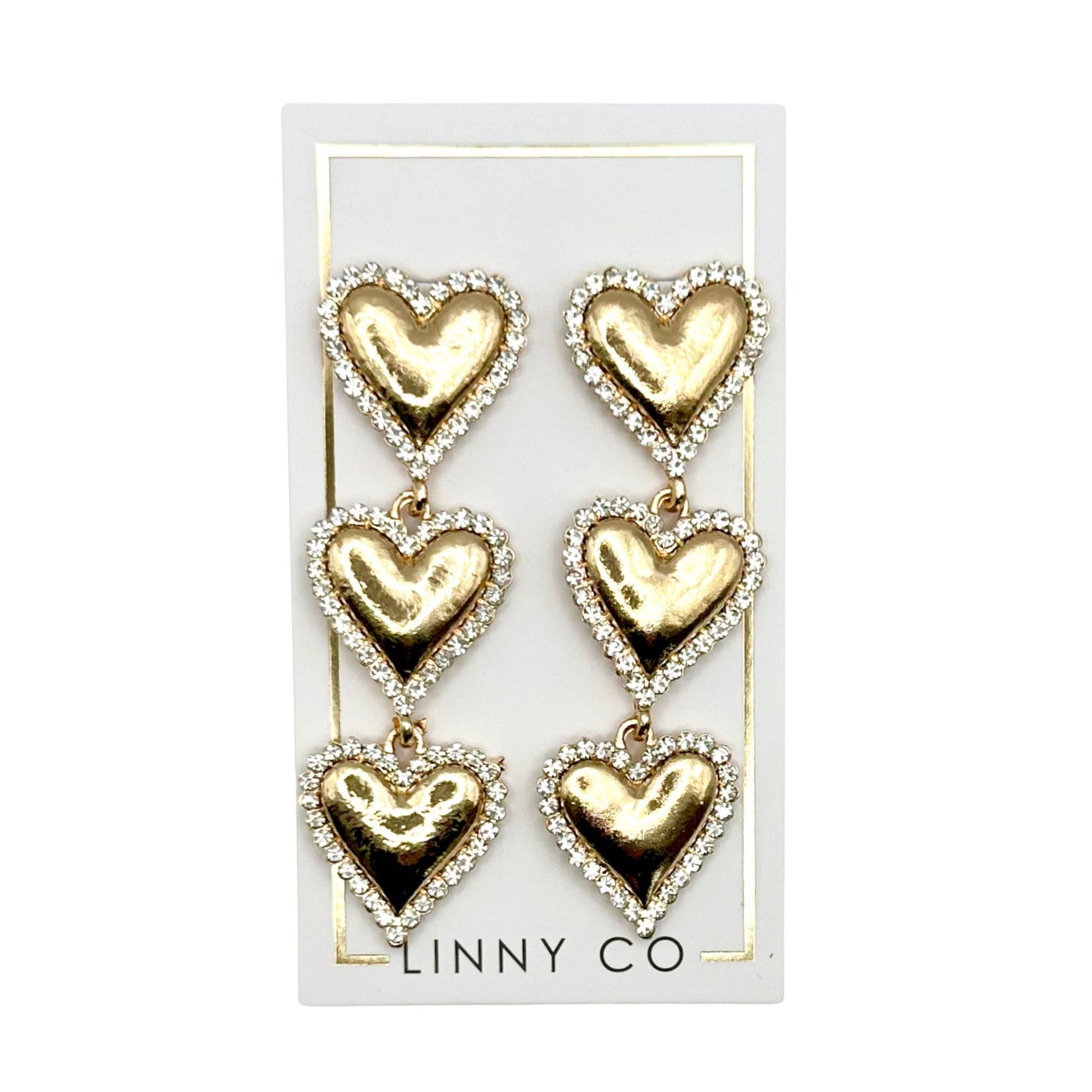 Linny Co | Layla Gold Tone Heart Drop Earrings with CZ Accents