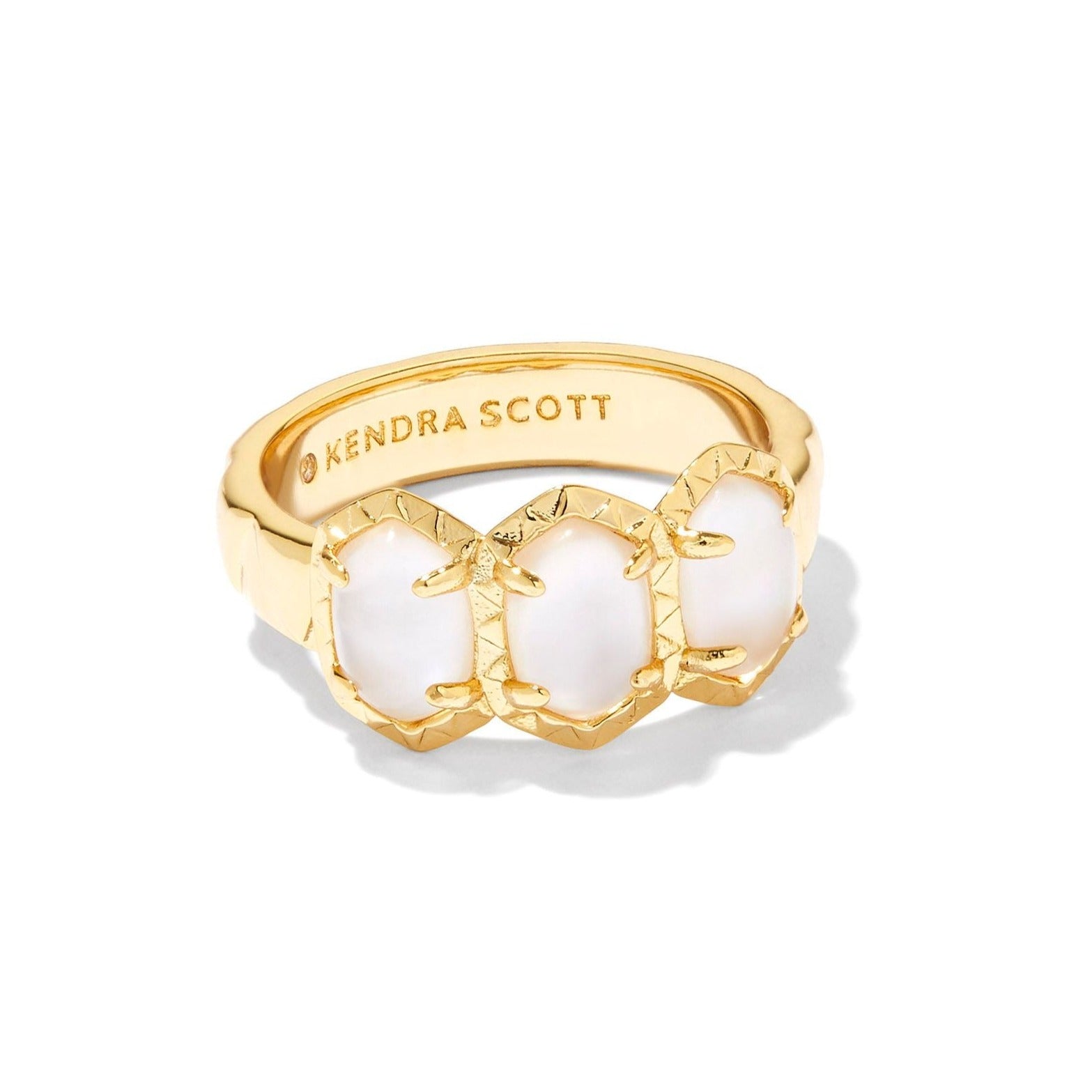 Kendra Scott | Daphne Gold Band Ring in Ivory Mother of Pearl - Giddy Up Glamour Boutique