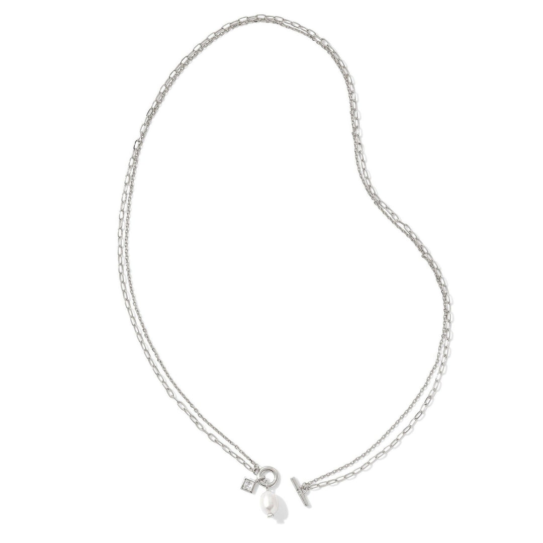 Kendra Scott | Eve Silver Chain Multi Strand Necklace in White Pearl