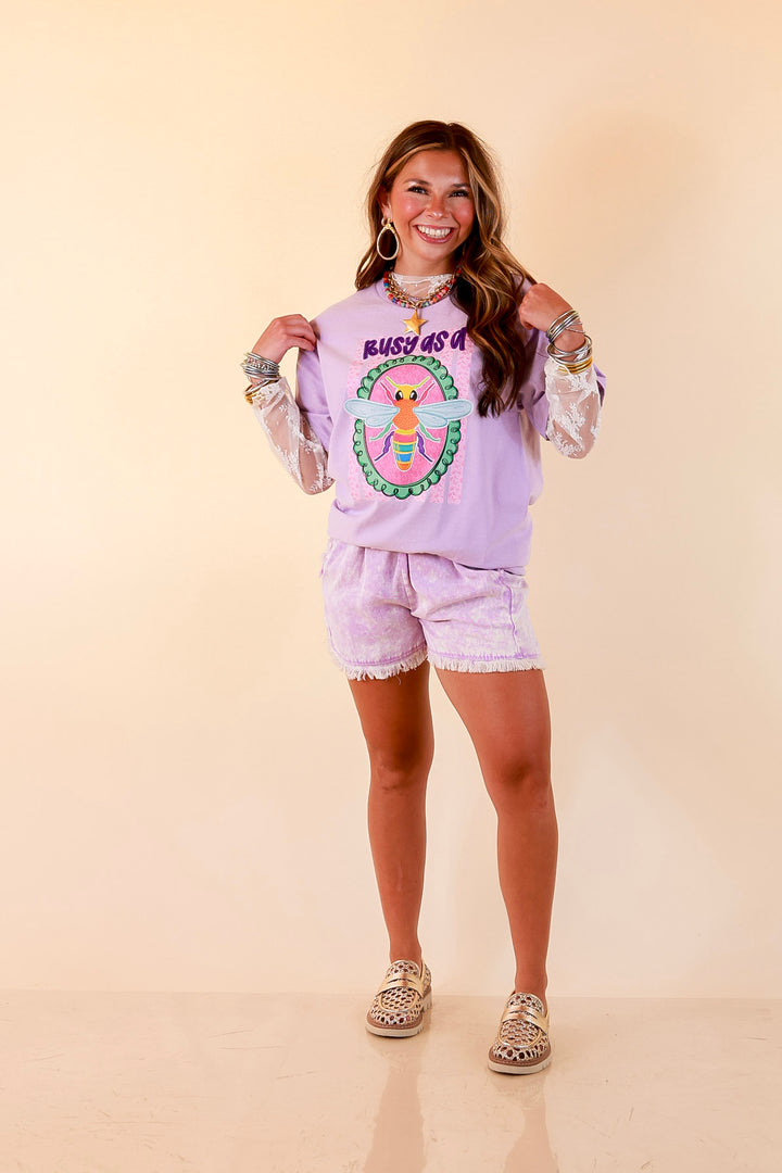 Sweet as Honey "Busy as a Bee" Short Sleeve Graphic Tee in Lavender Purple