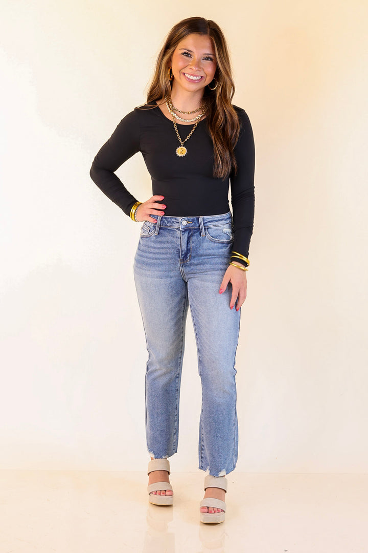 Judy Blue | Kickin' Back Cropped Kick Flare Jean in Medium Wash