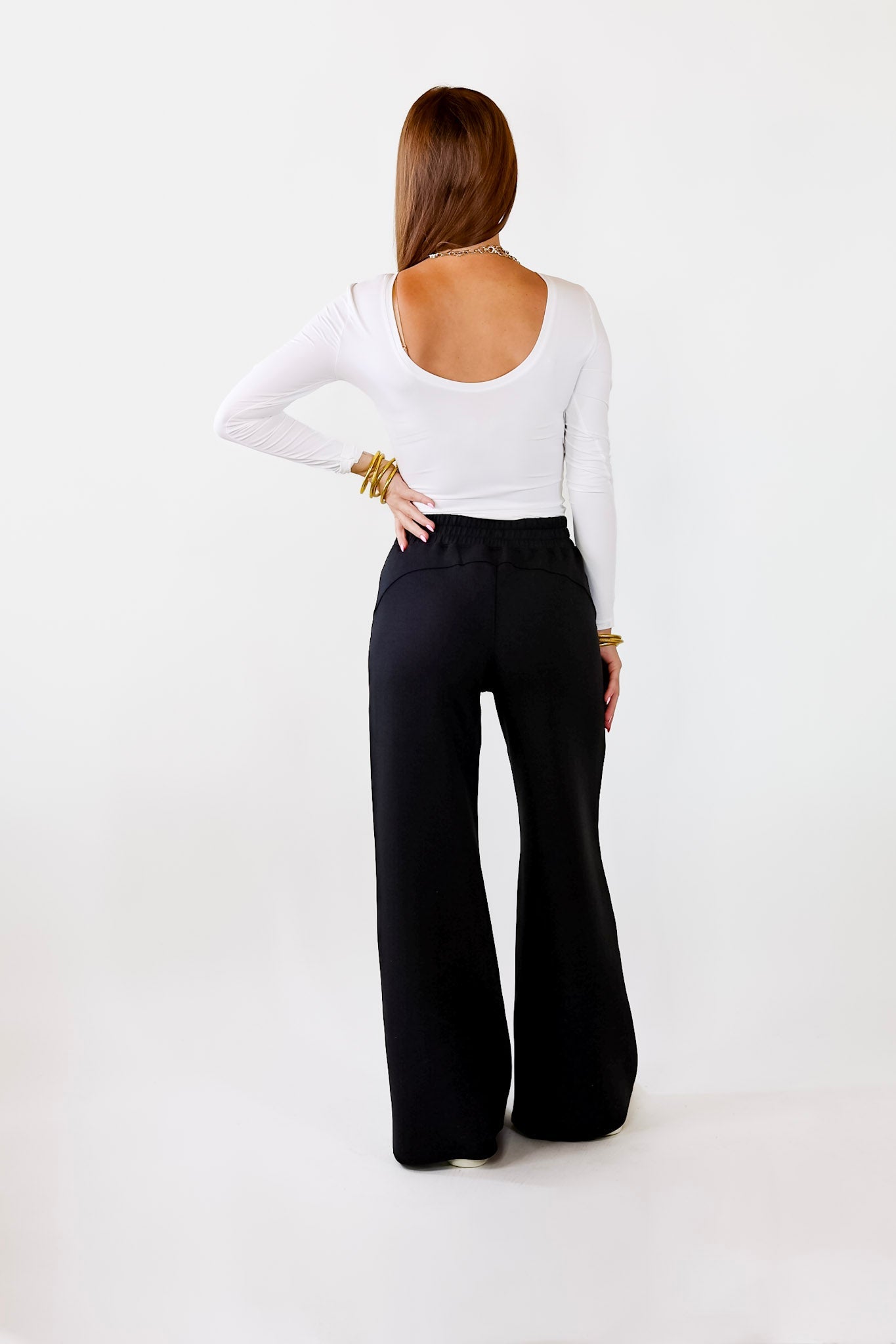 SPANX | Suit Yourself Long Sleeve Scoop Neck Bodysuit in White - Giddy Up Glamour Boutique