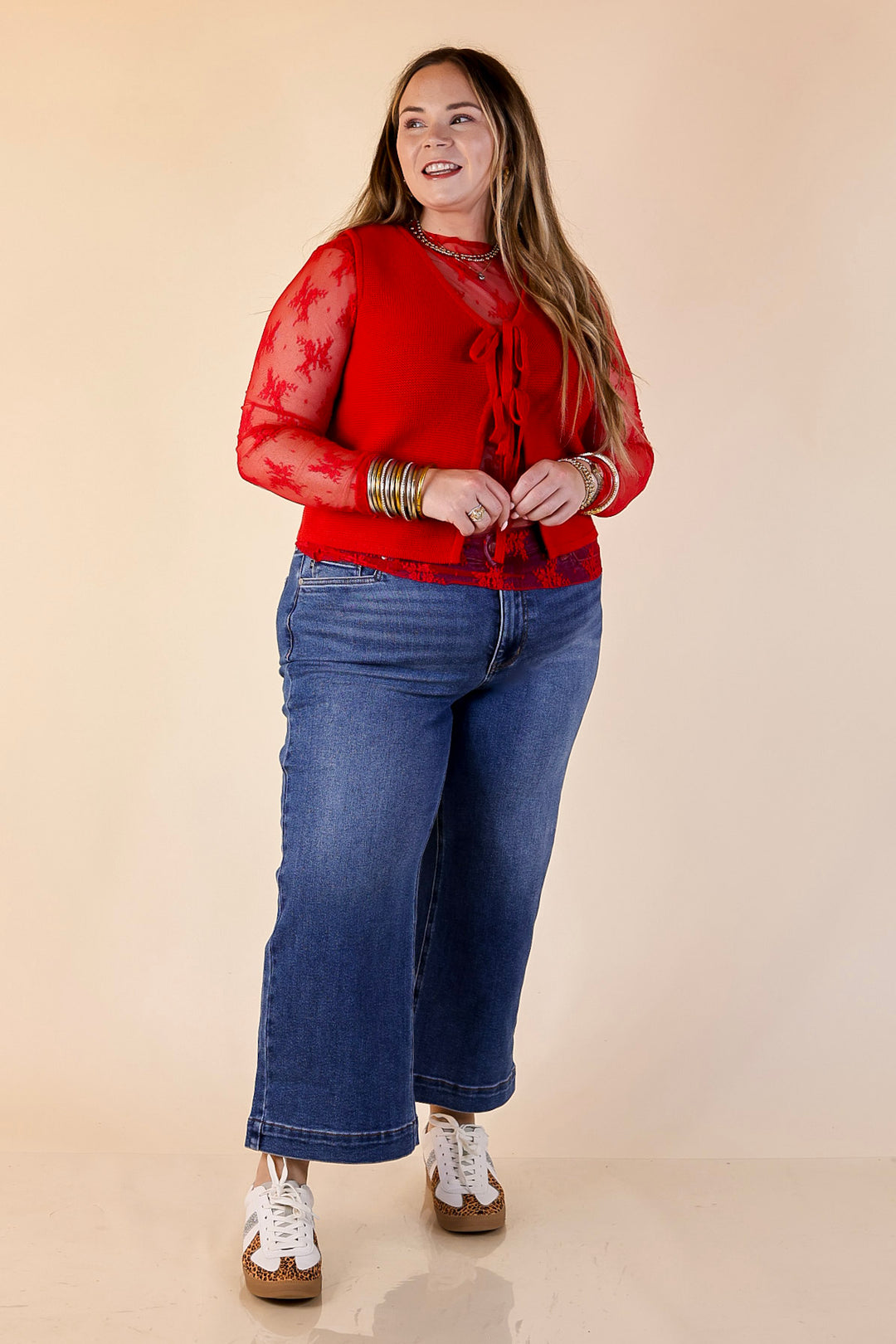 Main Attraction Bow Tie Front Sweater Vest in Red