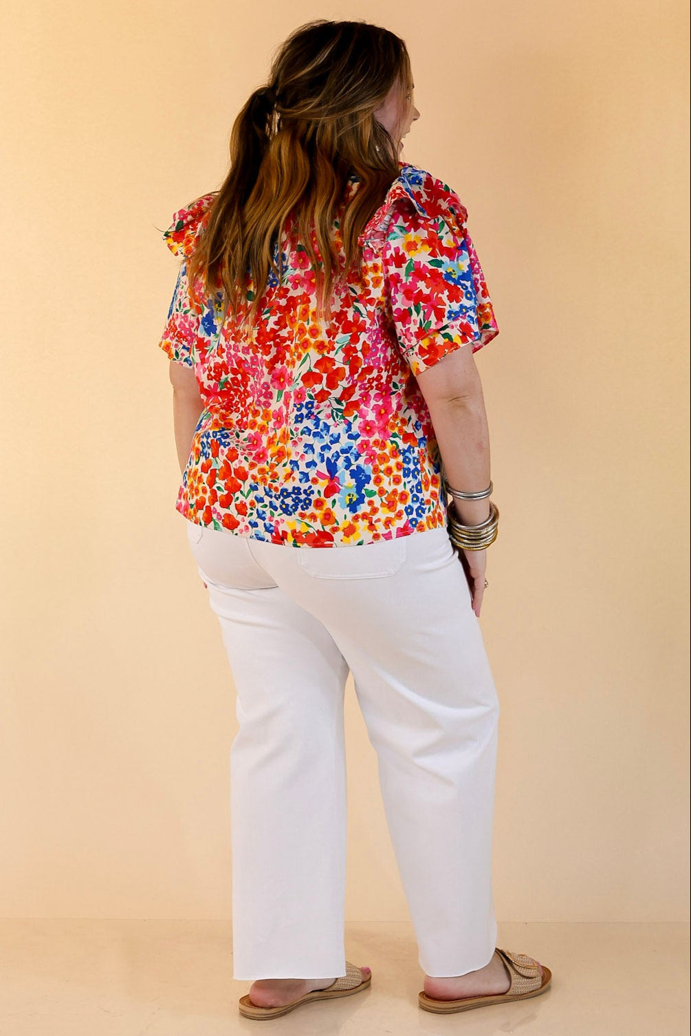 BuddyLove | Shauna Ruffle Shoulder Top in Berry Blue