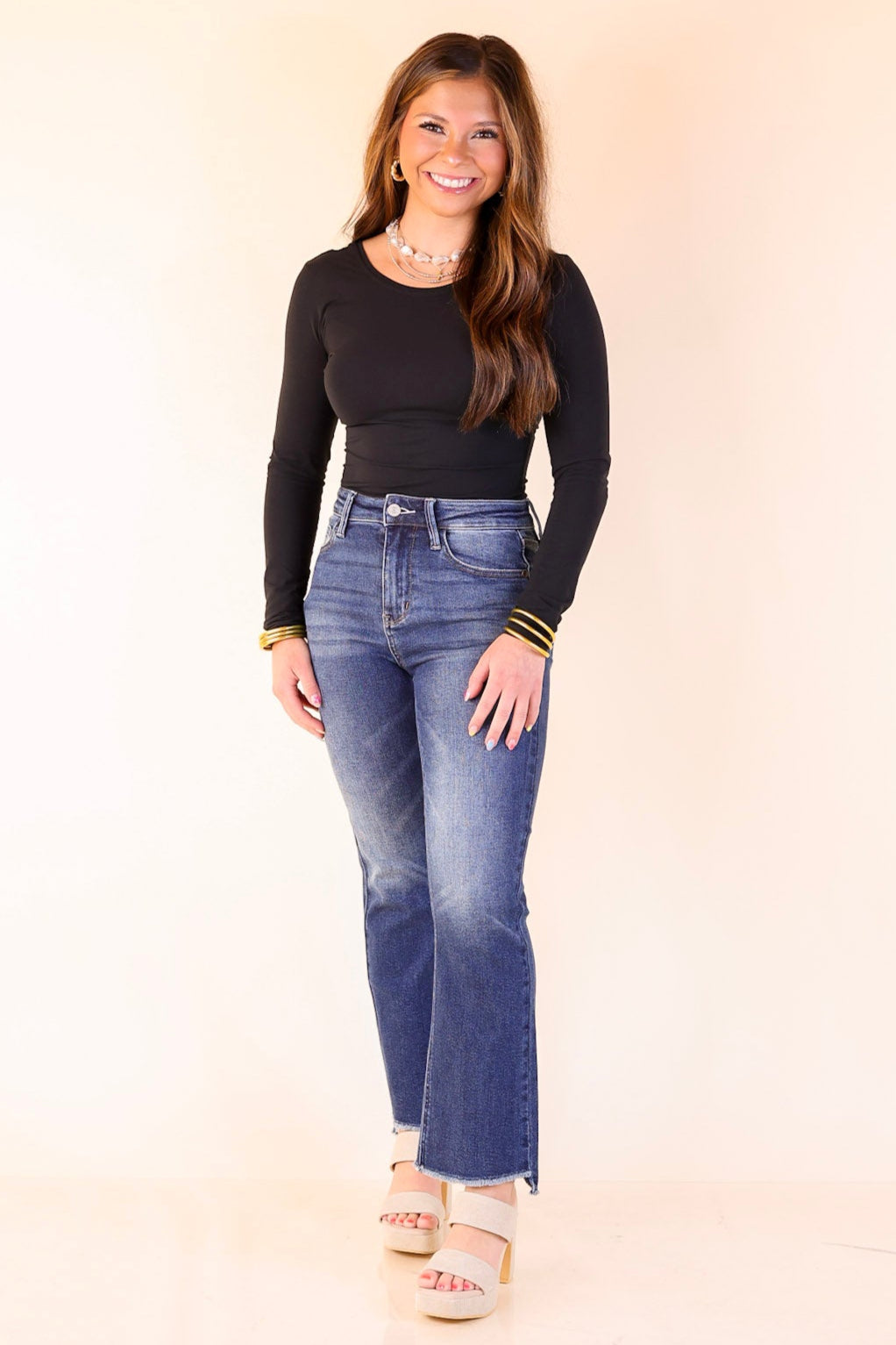 Judy Blue | Denim Daze Cropped Kick Flare Jean in Dark Wash