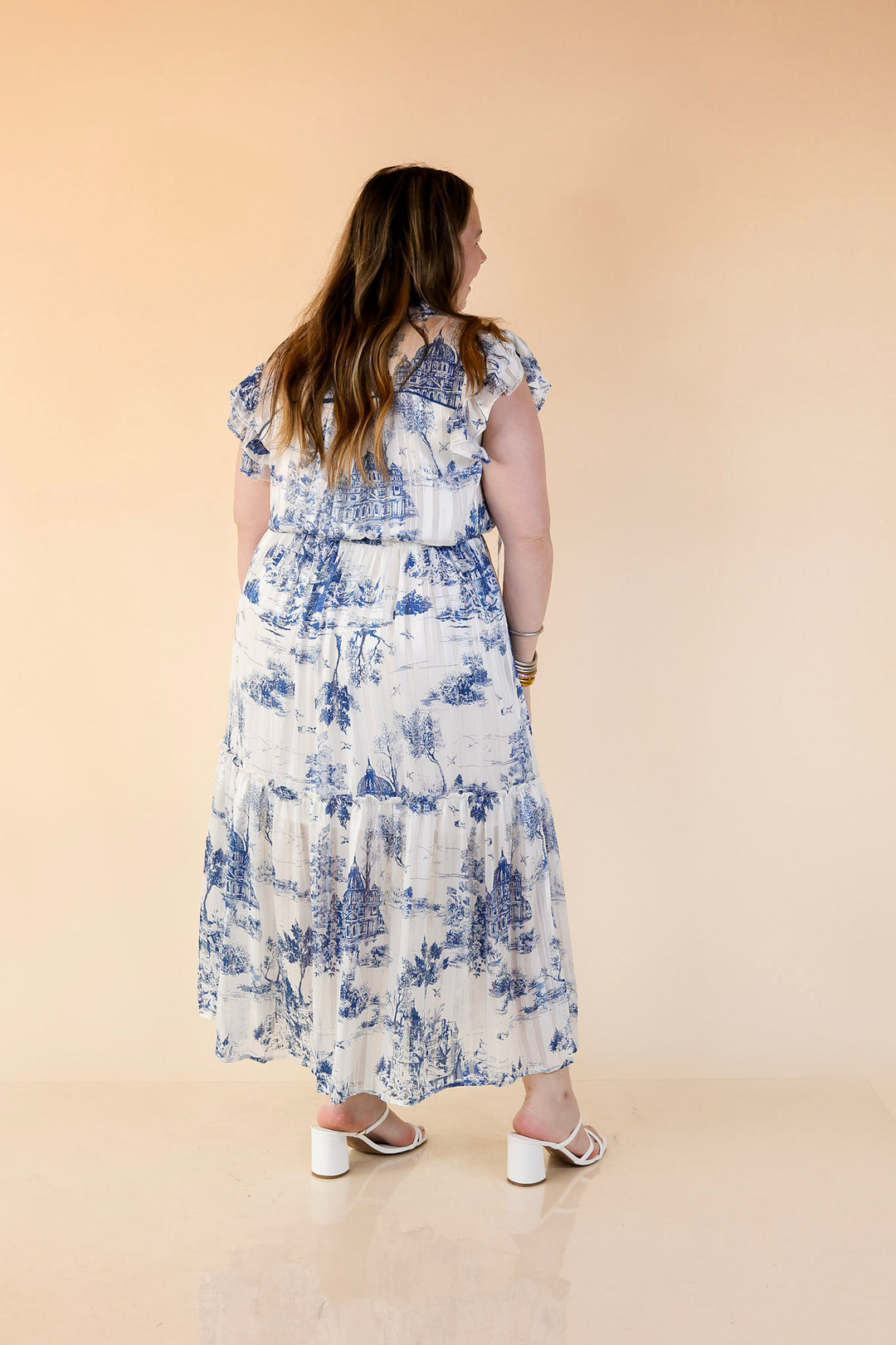 Two Tone Toile Print in White and Blue Giddy Up Glamour Boutique Two Tone Toile Print in White and Blue Giddy Up Glamour Boutique