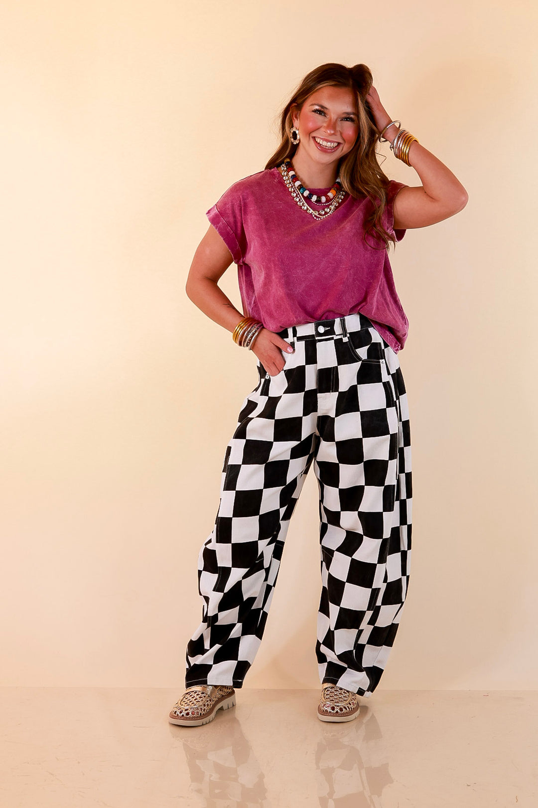 Chic Made Easy Short Sleeve Shirt in Plum Purple