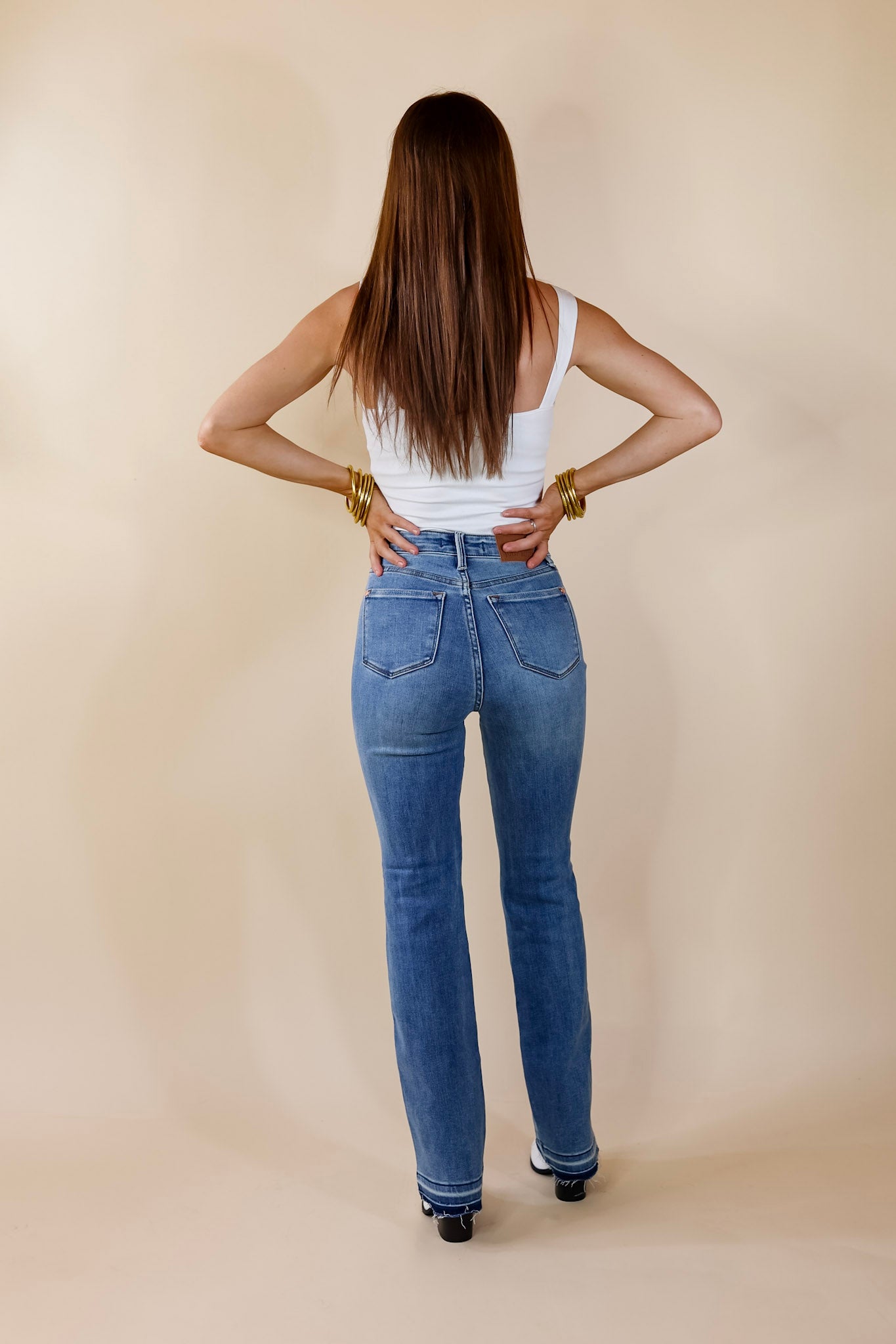 Judy Blue | Easily Impressed Tummy Control Slim Boot Jeans with Release Hem in Medium Wash - Giddy Up Glamour Boutique