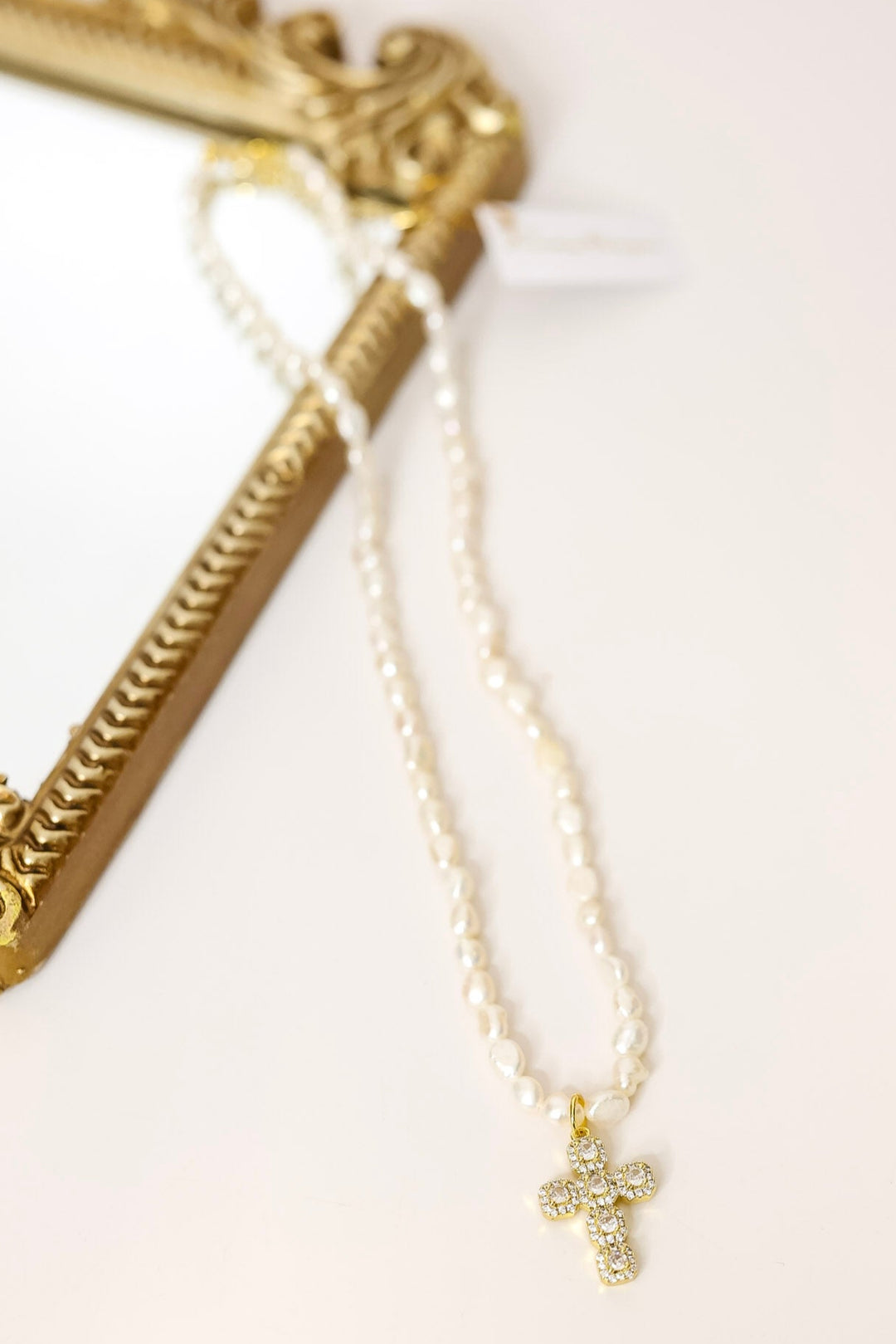 Kinsey Designs | Baldwin Pearl Cross Pendant Necklace in Gold