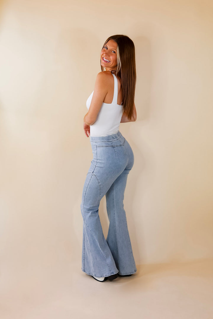 All I Needed Denim Bell Bottoms in Light Wash - Giddy Up Glamour Boutique