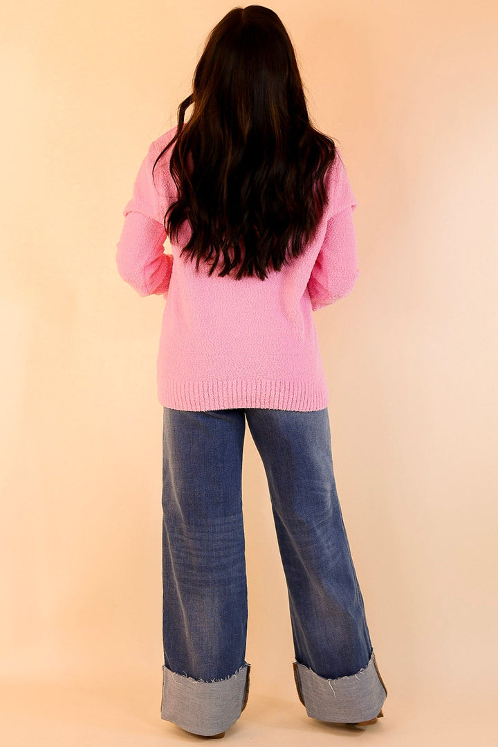 Cozy Couture Long Sleeve Turtleneck Sweater in Pink