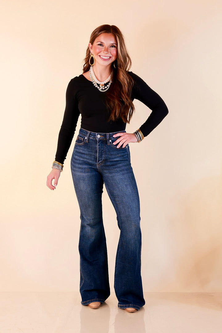 Judy Blue | Forever Flattering Tummy Control Charlotte Flare Jeans in Dark Modern Indigo Wash