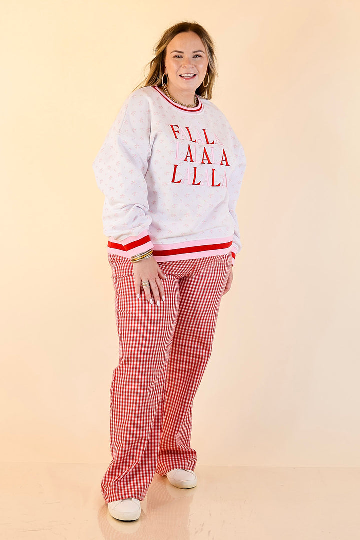 Simply Southern | Holiday Cheer Club Fa La La Floral Varsity Sweatshirt in Ivory