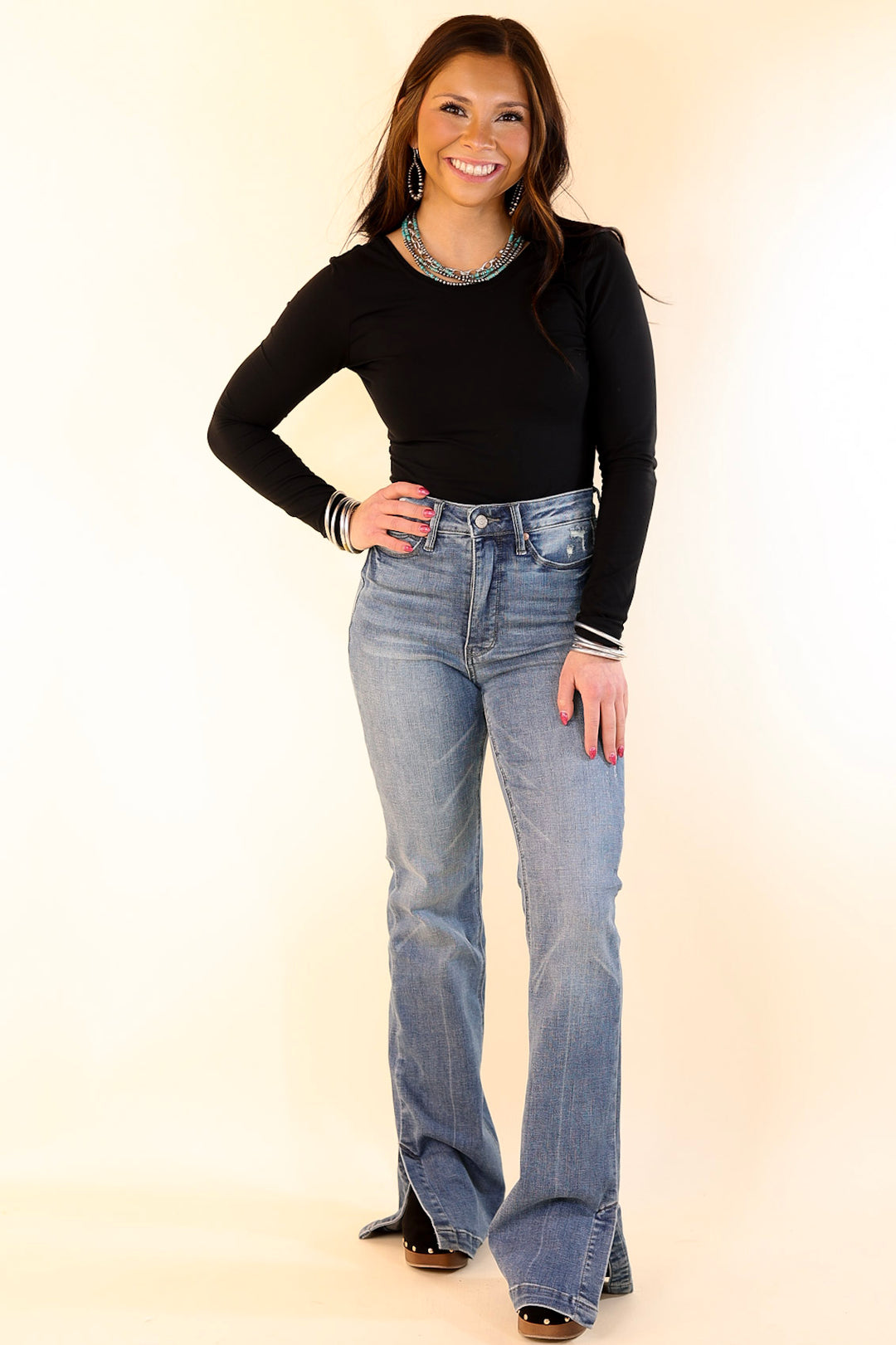Judy Blue | The Perfect Pair Tummy Control Slim Bootcut Jean with Side Slit in Vintage Medium Wash