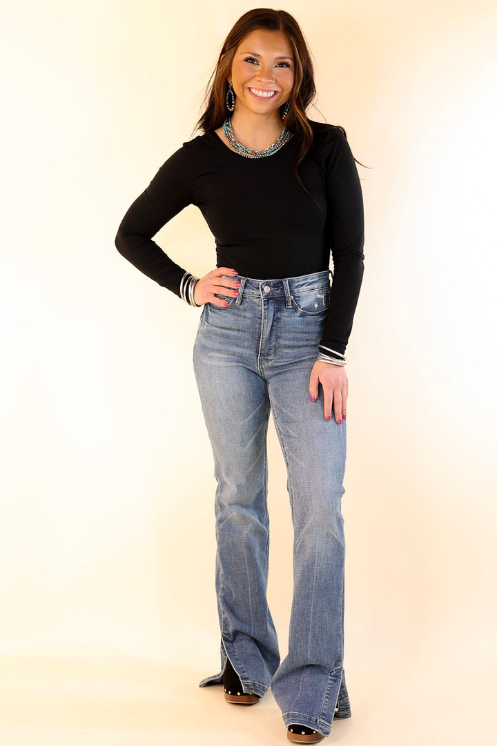 Judy Blue | The Perfect Pair Tummy Control Slim Bootcut Jean with Side Slit in Vintage Medium Wash