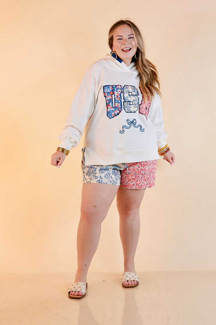 Simply Southern | Soft Statement USA Floral Print Long Sleeve Hoodie Sweatshirt in Ivory