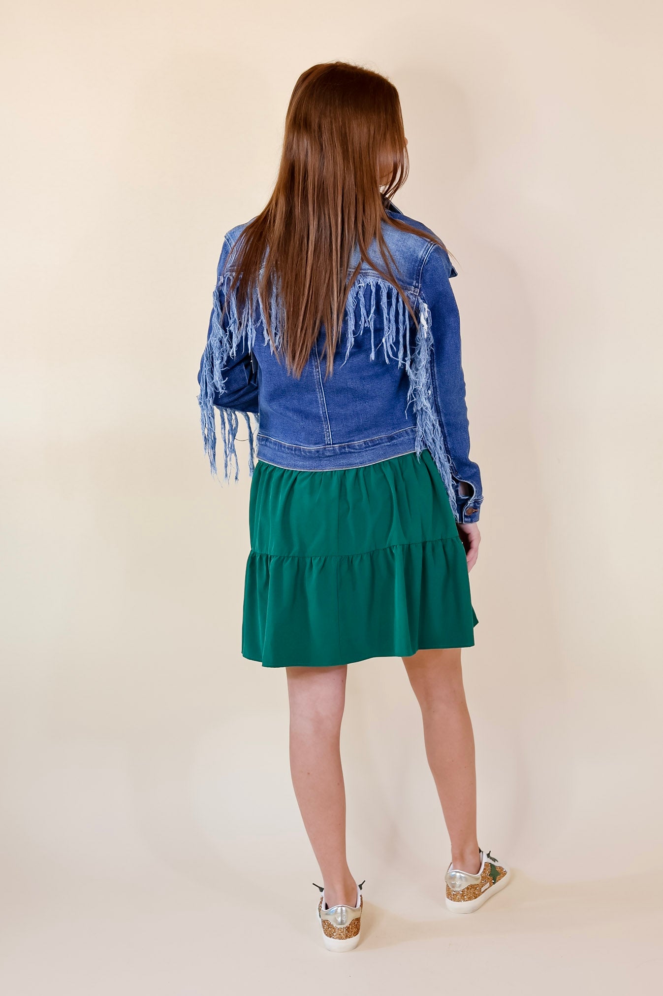 Judy Blue | At The Top Frayed Denim Fringe Jacket in Medium Wash - Giddy Up Glamour Boutique