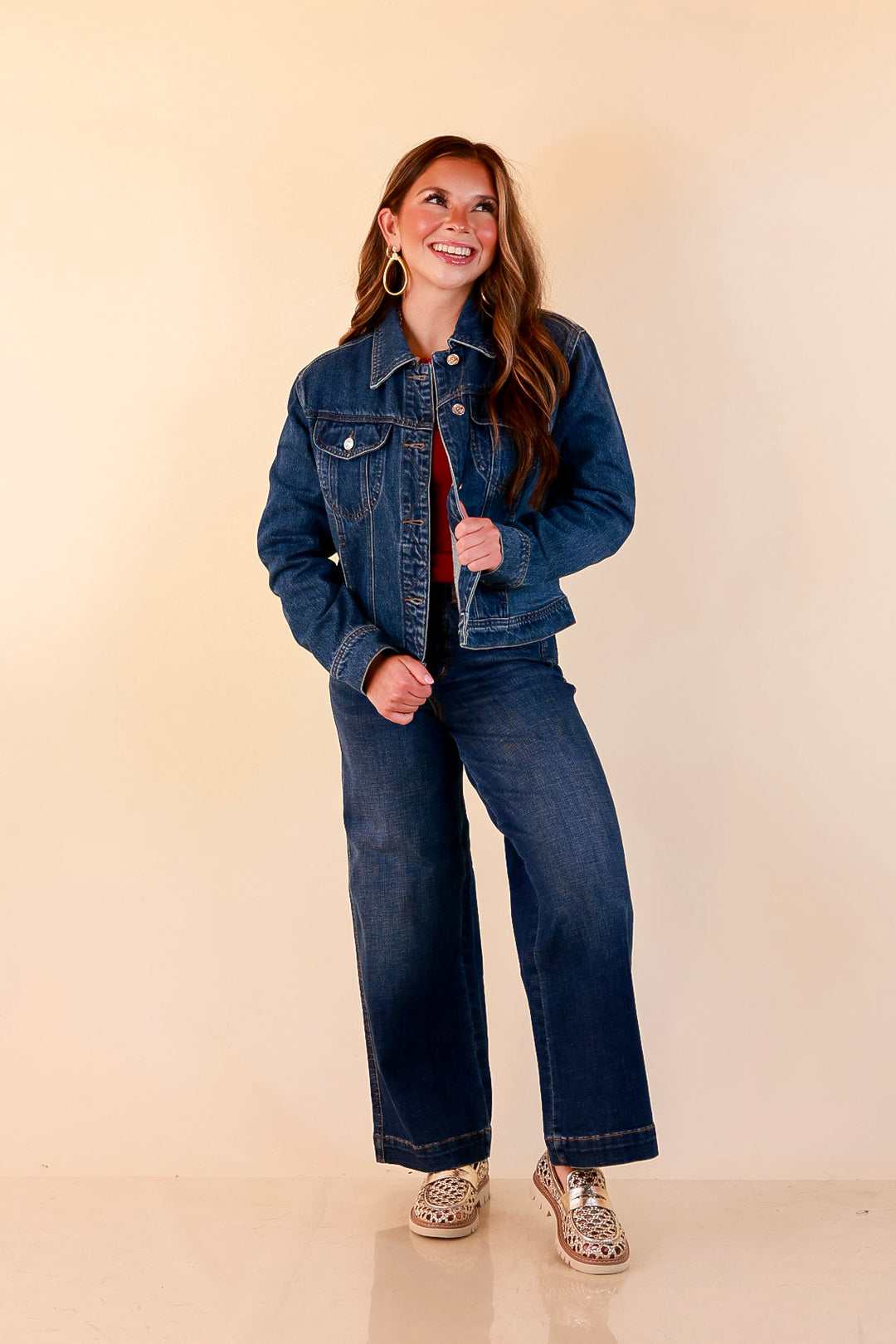 Judy Blue | The Go-To Layer Rigid Magic Classic Denim Jacket in Dark Indigo Wash