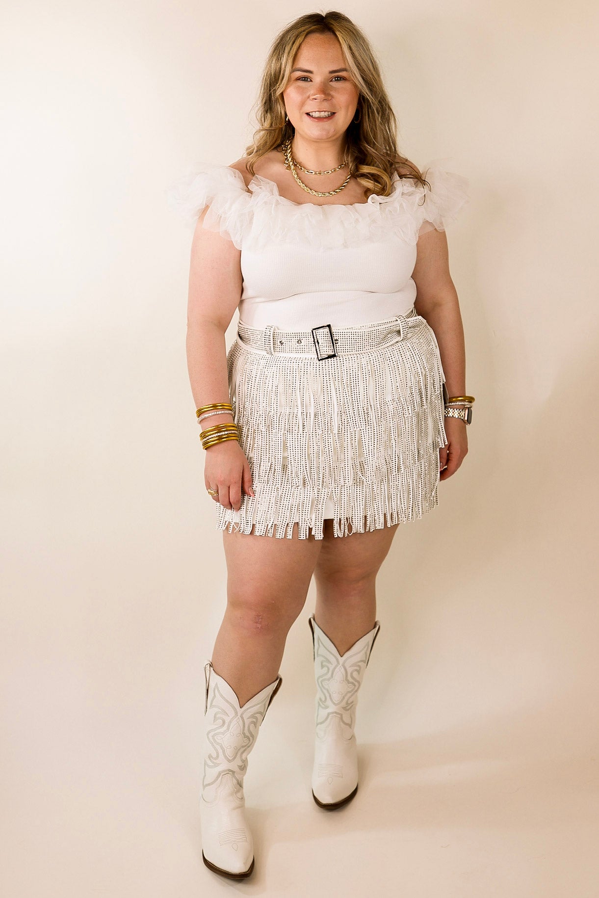 Pose For The Camera Tulle Upper Bodysuit in White