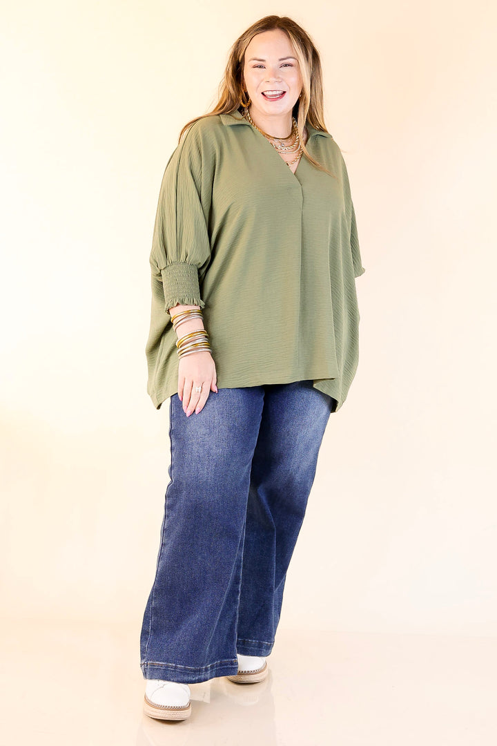 Spoken in Style Drop Shoulder Tunic Top in Olive Green