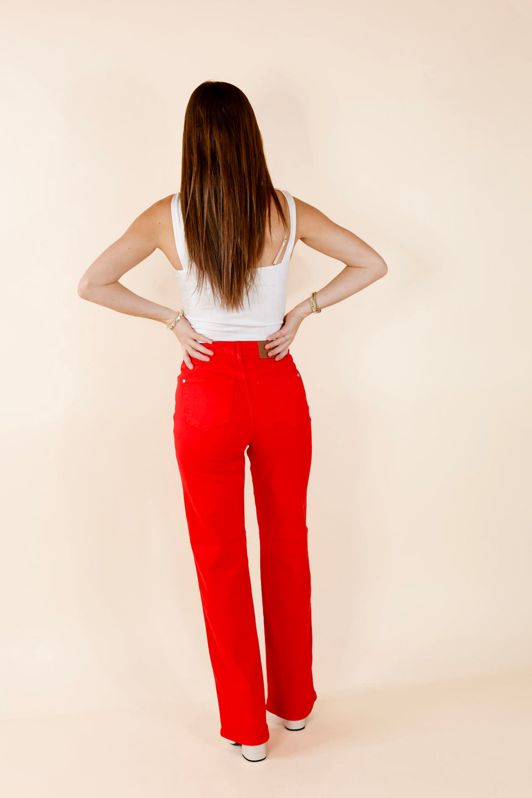 Judy Blue | For The Record Garment Dyed 90's Straight Leg Jeans in Red - Giddy Up Glamour Boutique