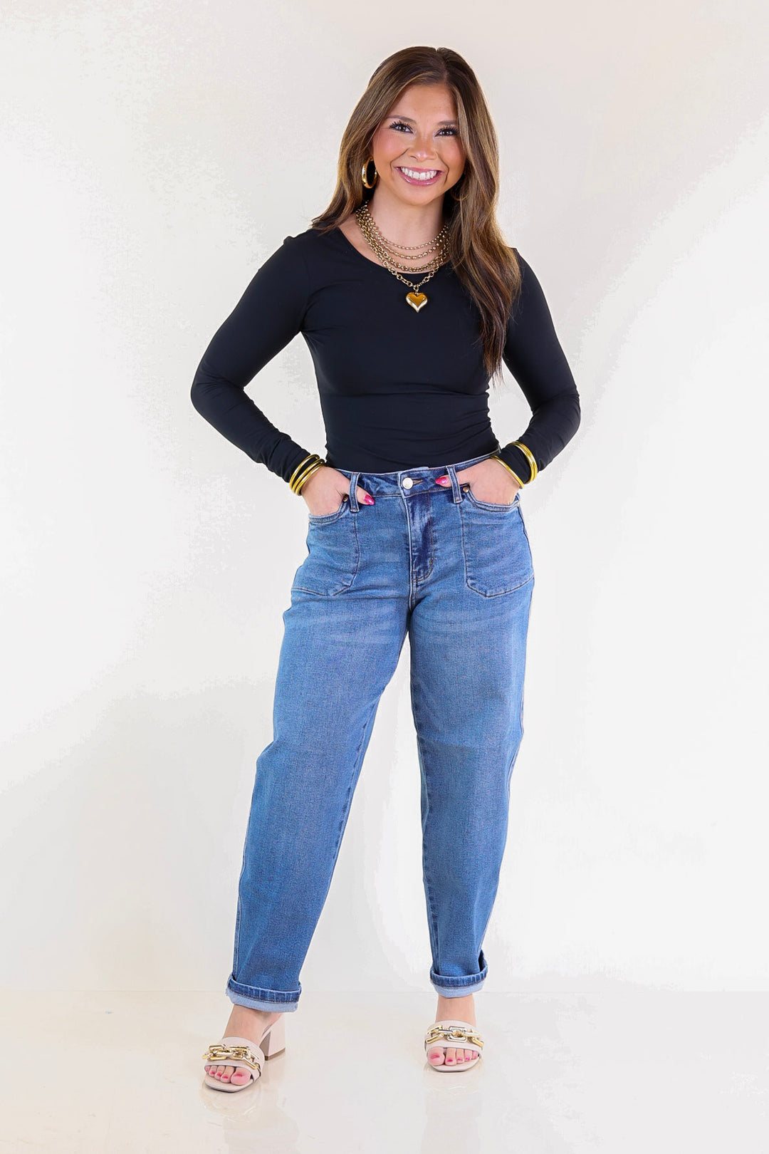 Judy Blue | Feeling Posh Soft Barrel Denim Jean in Dark Wash