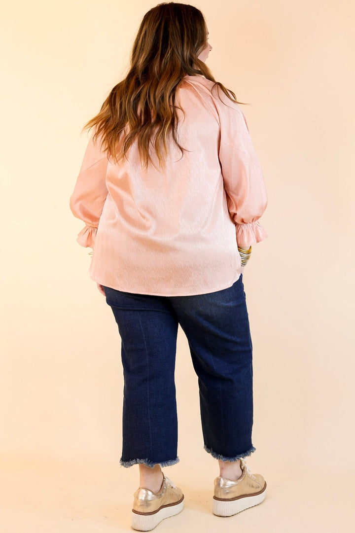 Sunset Situation Front Tie Keyhole Blouse in Peach Orange