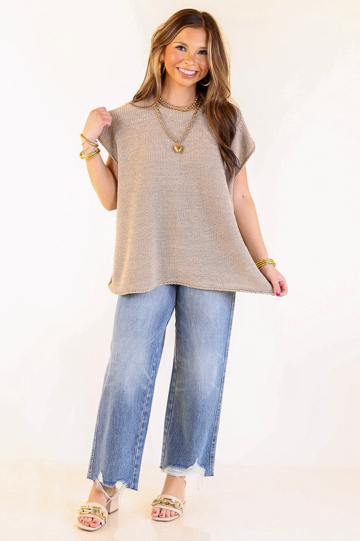 Forever Favorite Oversized Crew Neck Sweater Vest in Light Mocha