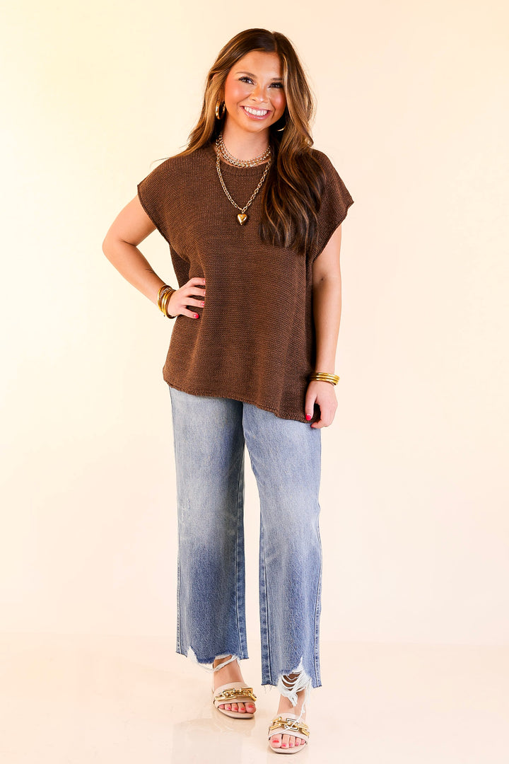 Forever Favorite Oversized Crew Neck Sweater Vest in Brown