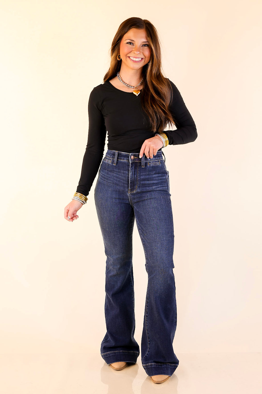 Judy Blue | Timeless Edge Trouser Flare Jean in Dark Wash