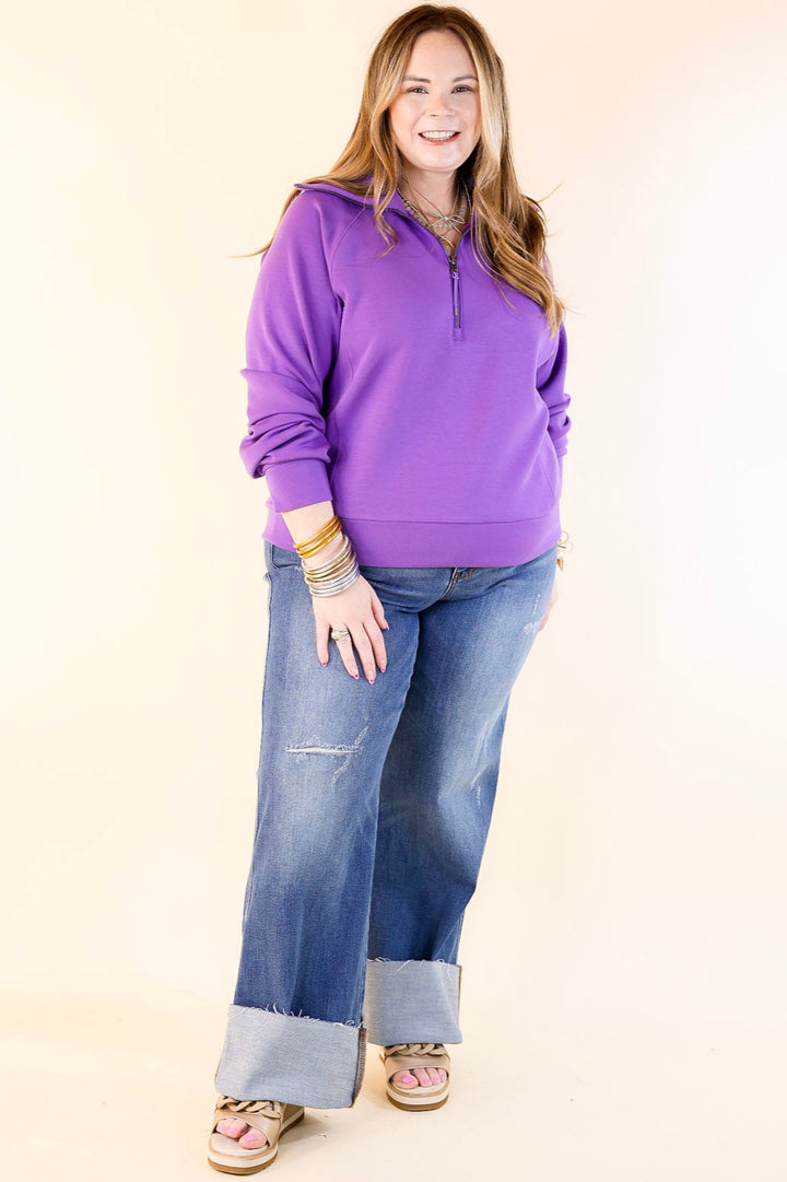 SPANX | AirEssentials Half Zip in Vibrant Lilac Purple