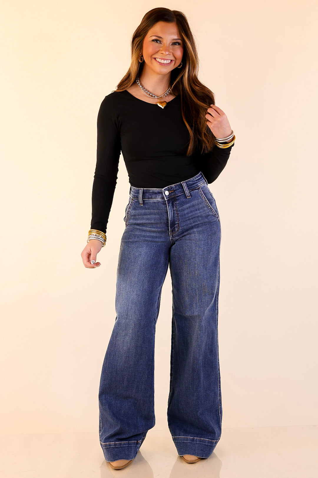 Judy Blue | Tailored Moves Retro Wide Leg Trouser Jean in Dark Wash