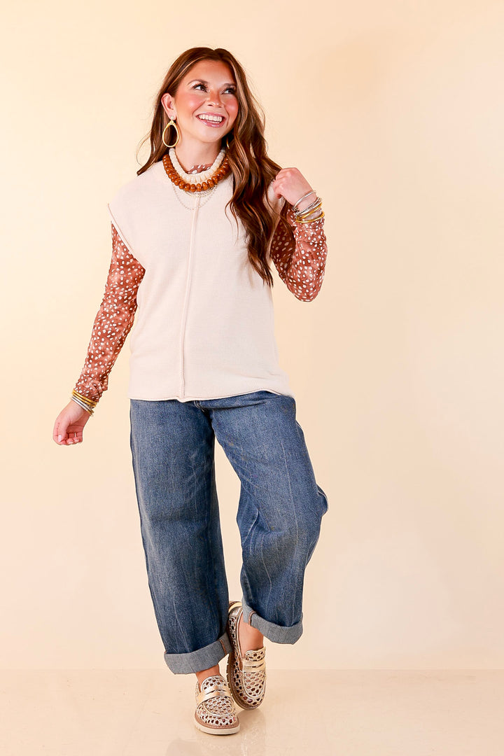 Always a Favorite Crew Neck Front Seam Sweater Knit Top in Ivory