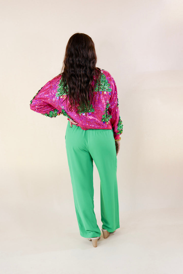 Bossy Business Drawstring Trouser Pants with Pockets in Green - Giddy Up Glamour Boutique
