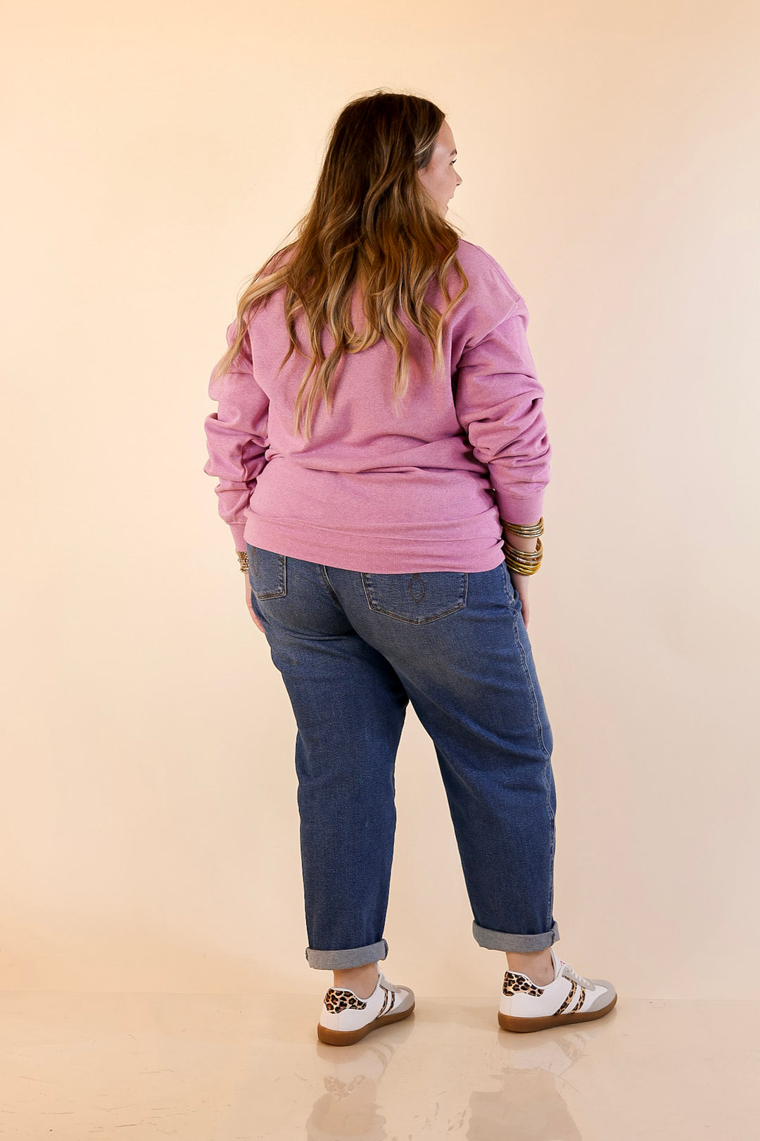 Simply Southern | Peppermint Wishes Santa Graphic Crewneck Sweatshirt in Bubblegum Pink