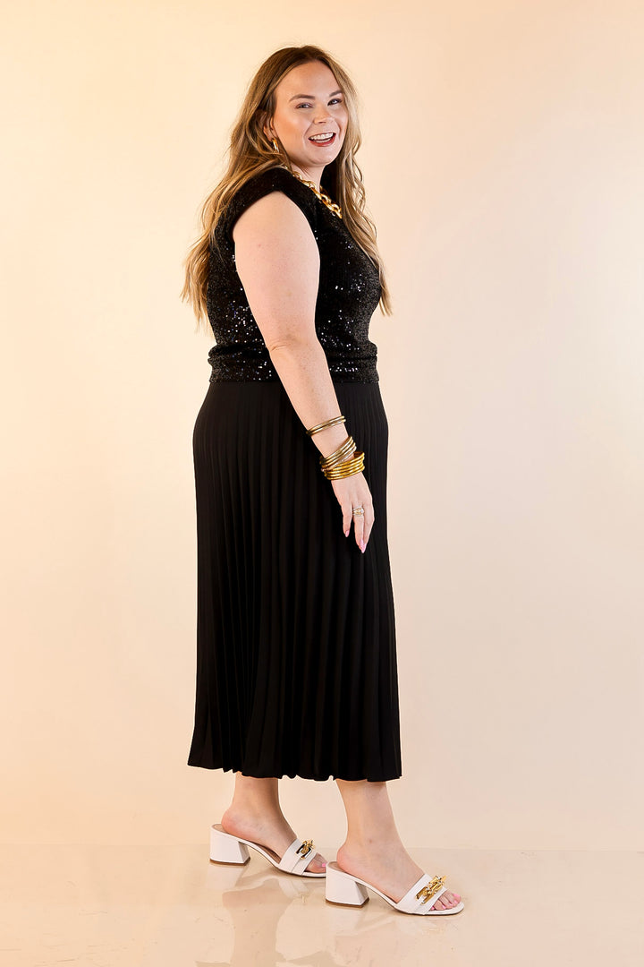 Sequin Sleek Sleeveless Dressy Sequin Top in Black