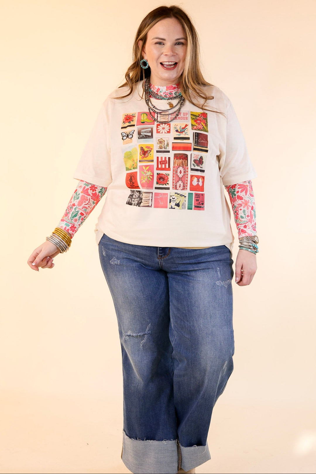 XOXO Art & Co | Matchbooks Short Sleeve Graphic Tee in Natural Cream