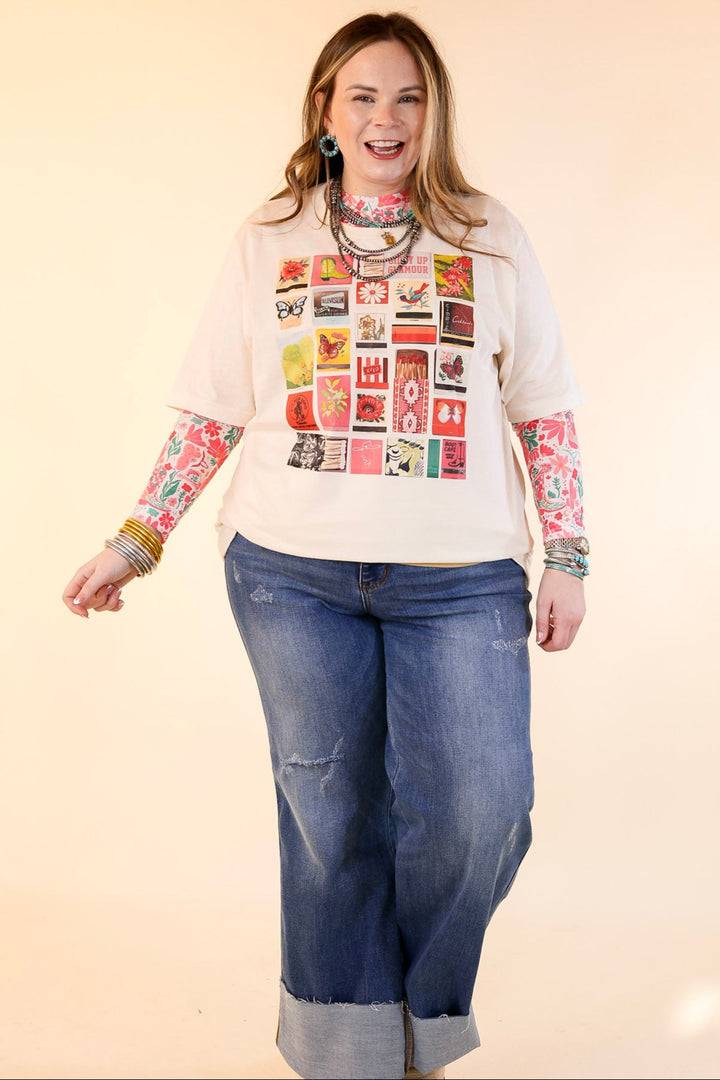 XOXO Art & Co | Matchbooks Short Sleeve Graphic Tee in Natural Cream