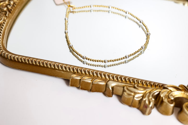 Beaded Blondes | Olive Gold with Silver Beaded Necklace - Mixed Metals