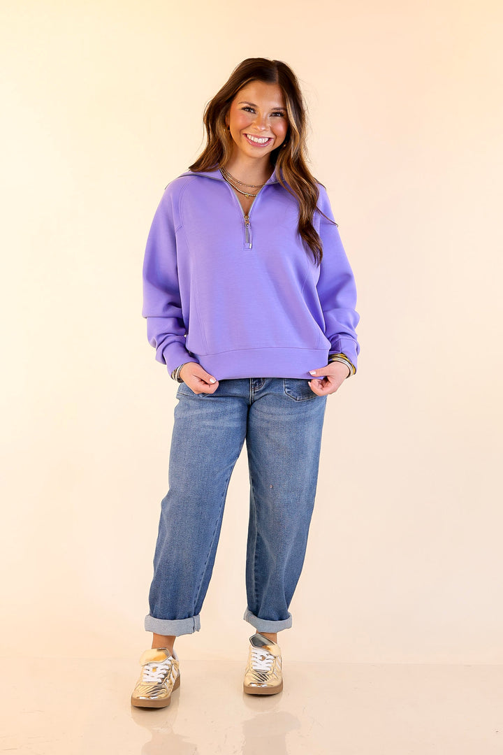 SPANX | AirEssentials Half Zip in Amethyst Purple