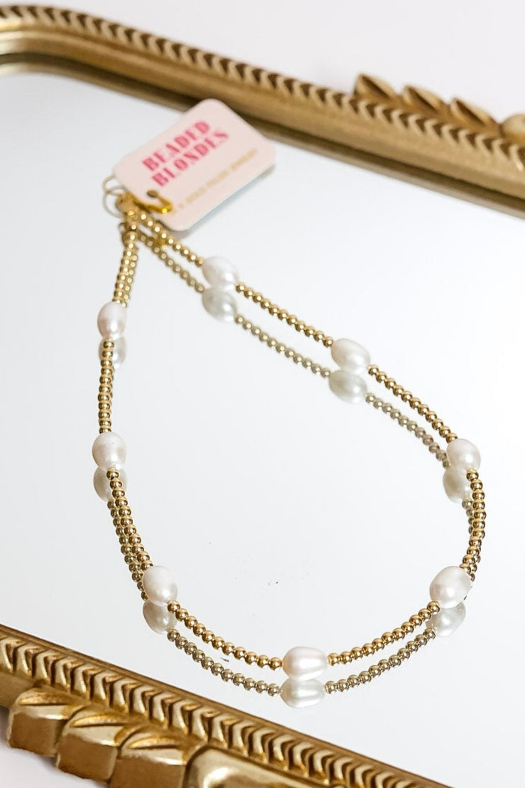 Beaded Blondes | Pearl Poppi Necklace in Gold
