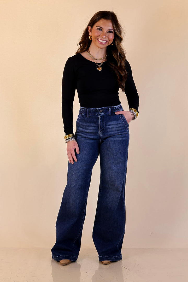 Risen | Always on Point Wide Leg Trouser Jeans in Dark Wash