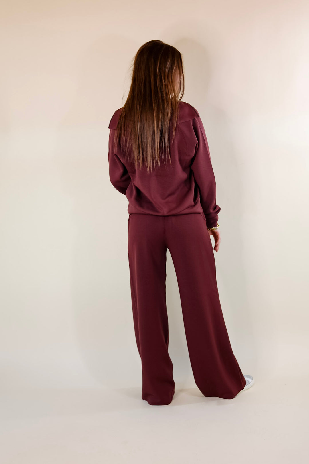 SPANX | AirEssentials Half Zip Sweatshirt in Maroon - Giddy Up Glamour Boutique