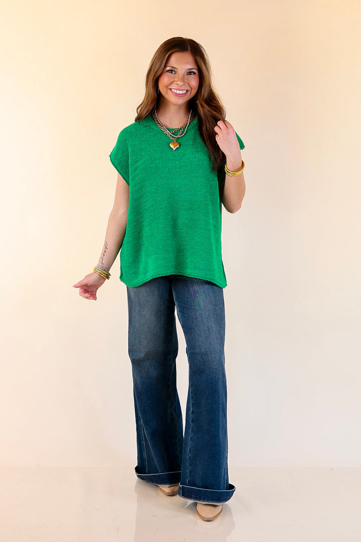 Forever Favorite Oversized Crew Neck Sweater Vest in Kelly Green