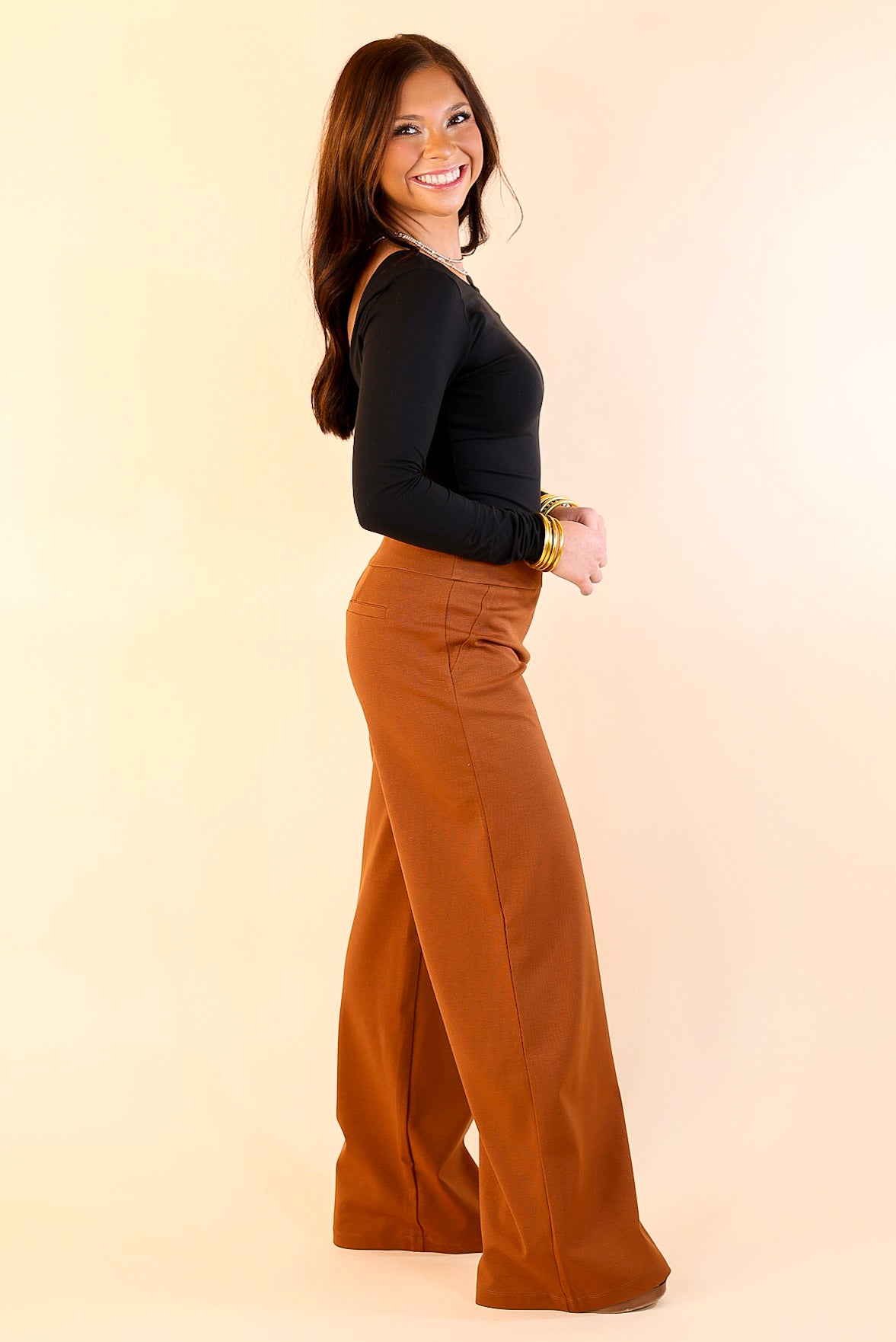 Class Act Wide Leg Pant in Rust Orange