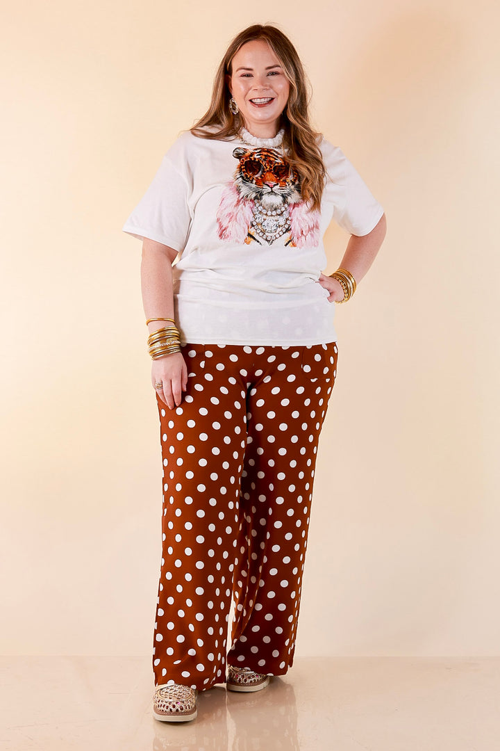 Dressed to Roar Glamourous Tiger Printed Short Sleeve Graphic in White