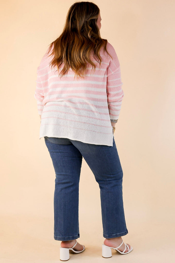 Simply Southern | Light and Lovely Long Sleeve Striped Sweater Top in Light Pink