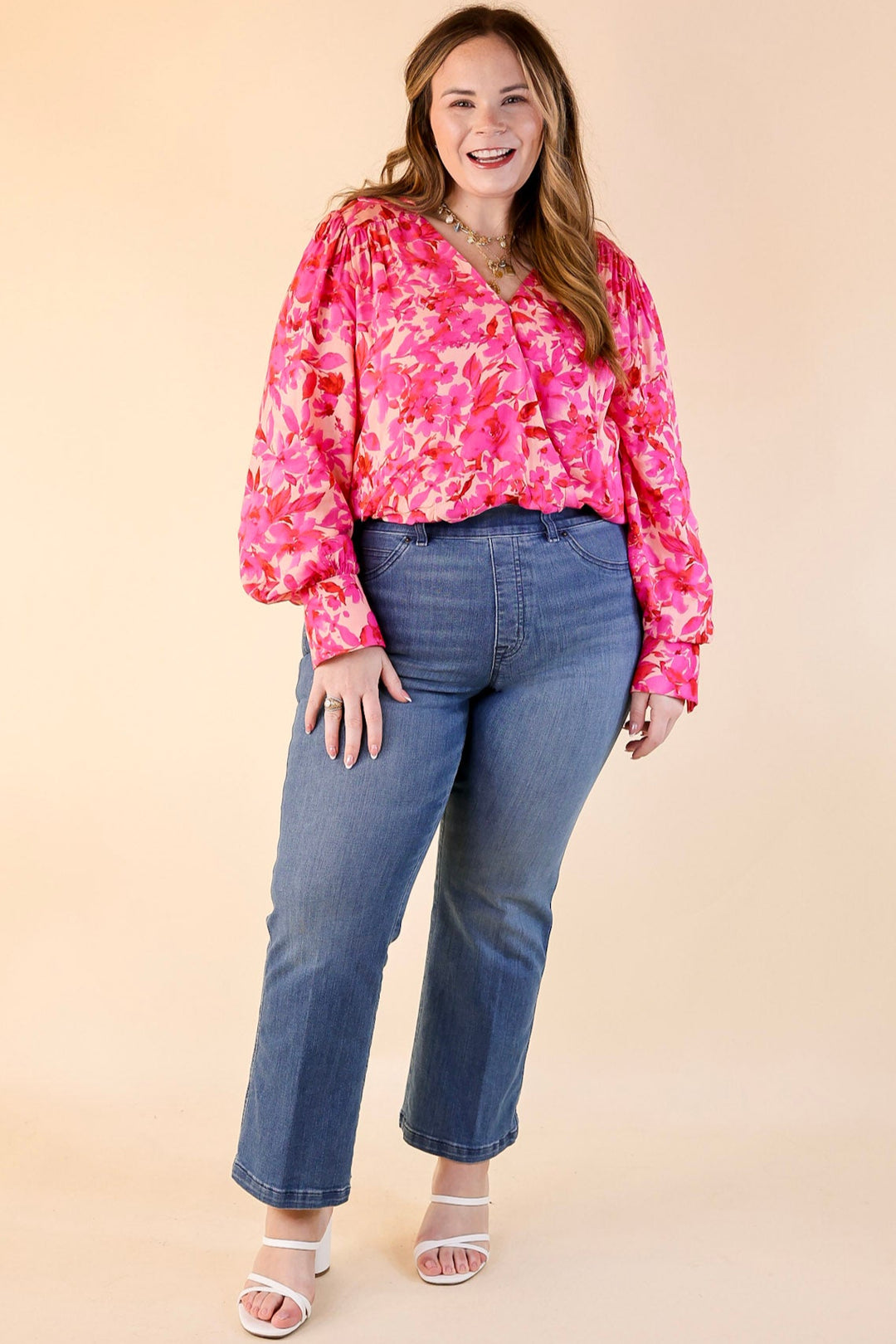 Release Your Inhibitions Floral Long Sleeve Bodysuit in Pink