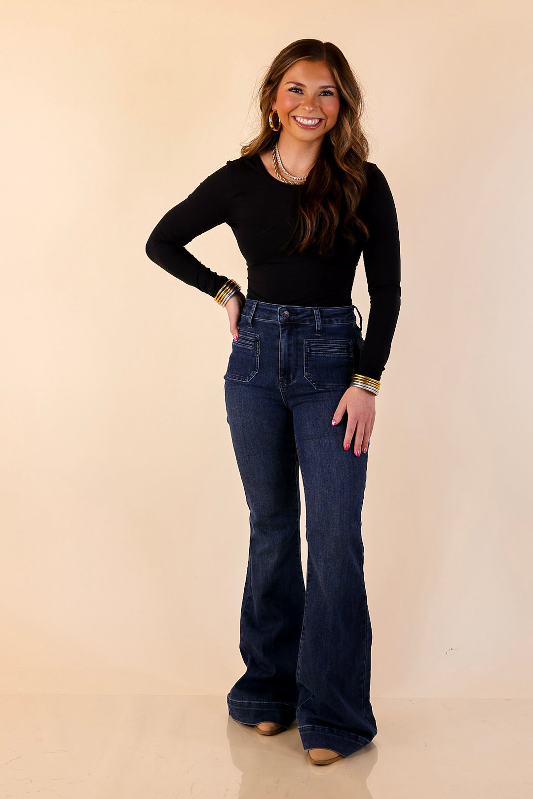 Judy Blue | Flattering Form Trouser Flare Jean in Dark Wash