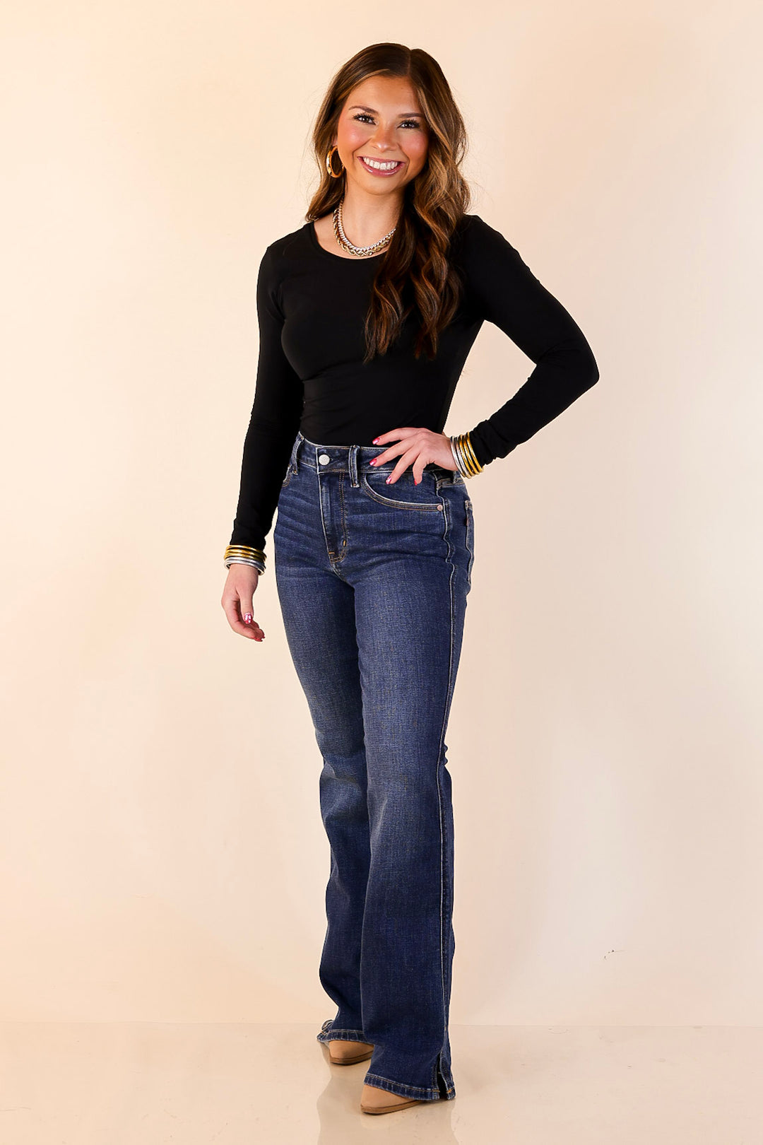 Judy Blue | Style Comes Easy Boot Cut Jeans in Dark Wash